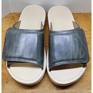 Abeo Paige Women's Leather Platform Wedge Slide Sandals Shoes EUC